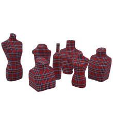 Modern luxury showroom design red plaid custom dress form bust mannequin jewelry display stand